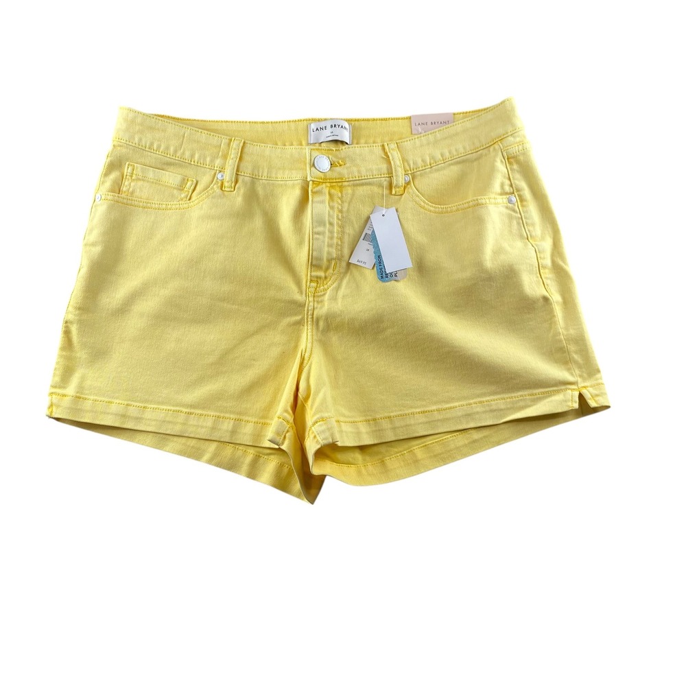 Lane Bryant Signature Fit Midi Shorts Yellow Denim Mid Rise Plus Size 18 NWT